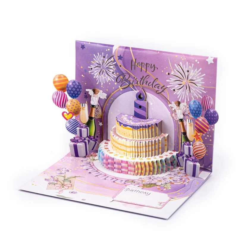 Cake Theme 3D Pop-Up Birthday Card with Music Play Function Greative Brithday Greeting Card - view 3