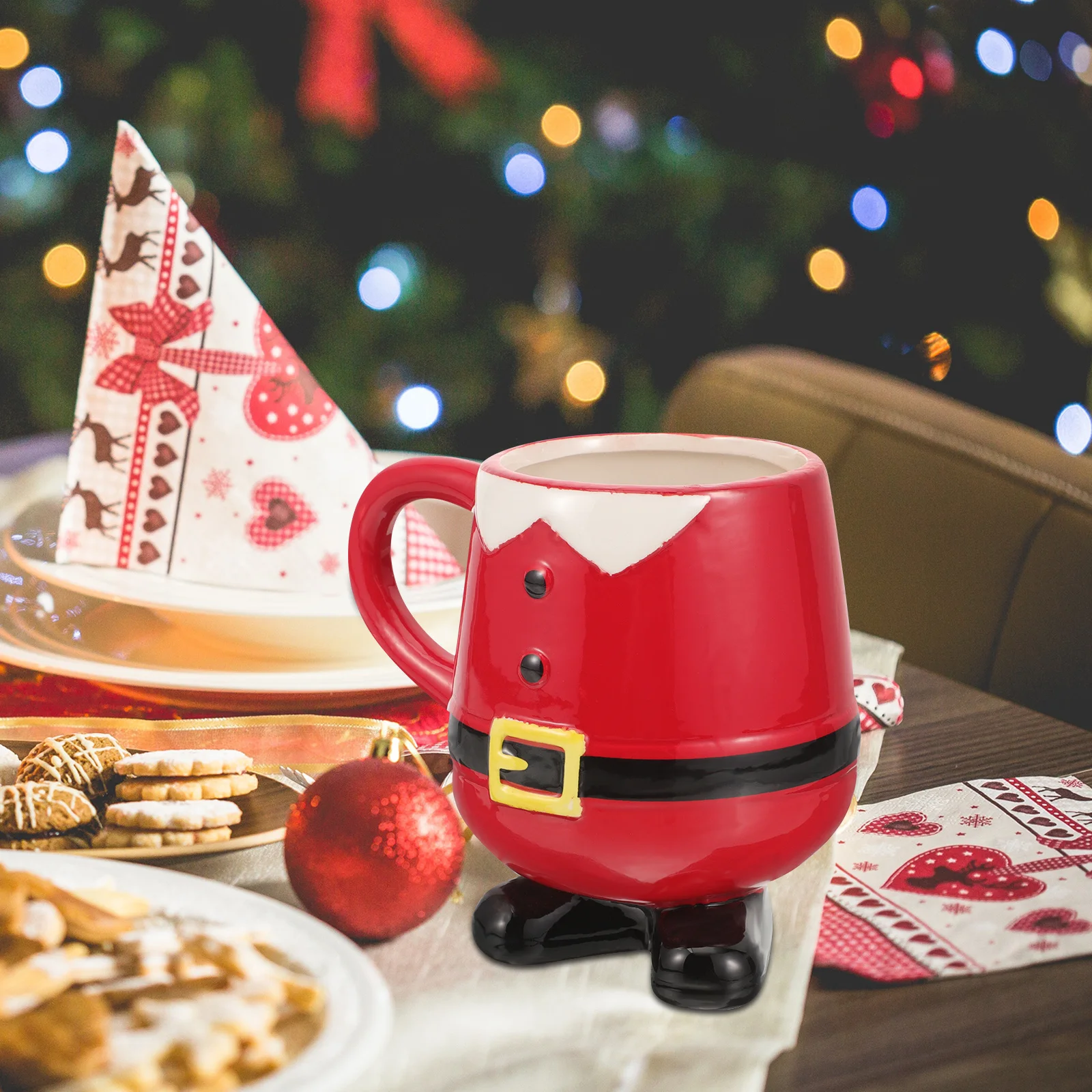 

Lovely Christmas Ceramic Mug Xmas Themed Coffee Cup Smooth Handle Design Drink Mug for Family Friends Gift Idea