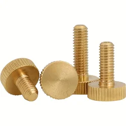 M3 M4 M5 M6 Brass Flat Head Hand Screw GB835 Pure Copper Big Head Knurled Hand Screw Handle Tighten Screw 3-5Pcs