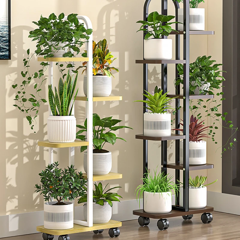 

Creative Indoor Plant Stand with Wheels, Multi-Layer Flower Shelves for Living Room and Balcony, Versatile and Stylish