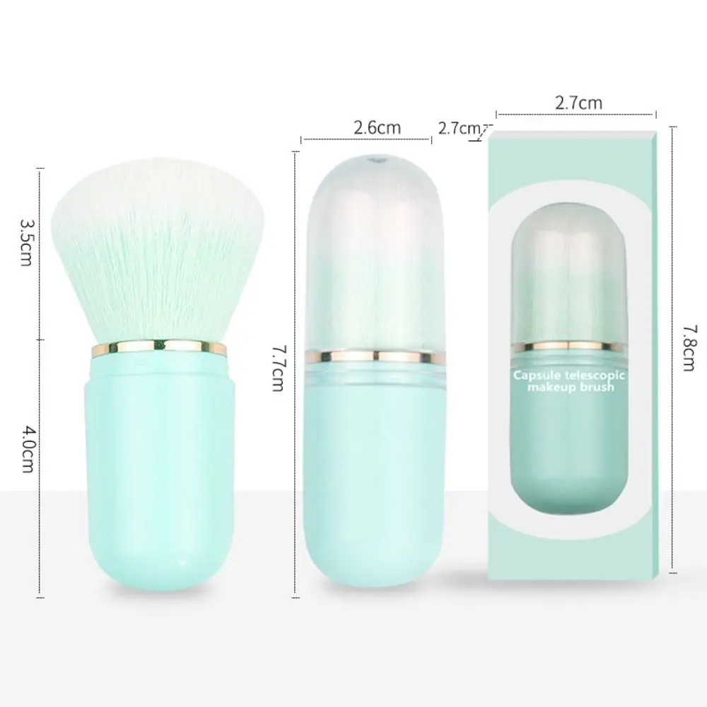 Pincel kabuki retrátil multifuncional, pincel fofo em formato de cápsula para blush, pincel de maquiagem para viagem em formato de cápsula
