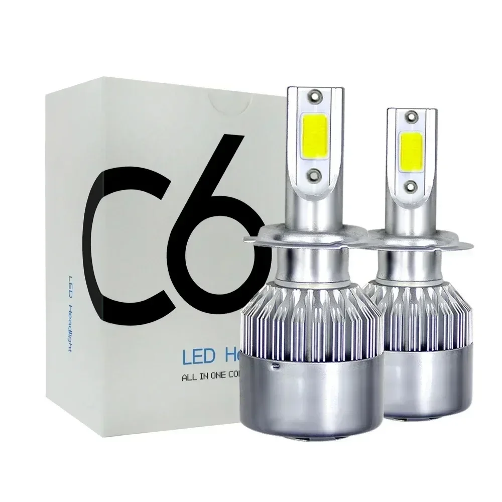 2pcs C6 72W H11 H4 Hi/Lo H1 H7 COB LED H11 HB3 9005 HB4 9006 Car Headlight Bulbs Car Fog Light 12V 7200LM Auto Headlamps