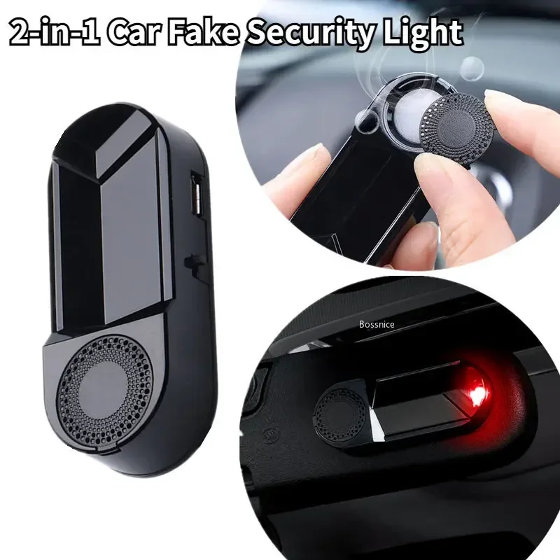 2-in-1 Car LED Solar Powered Fake Security Light Simulated Dummy Alarm Wireless Warning Anti-Theft Caution with Aromatherapy