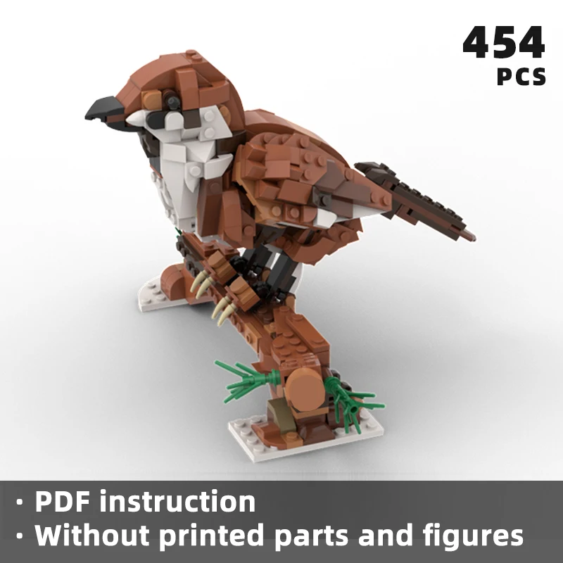 lifelike sparrow bird diorama bricks nature animal blocks tree branch moc building unique display klocki