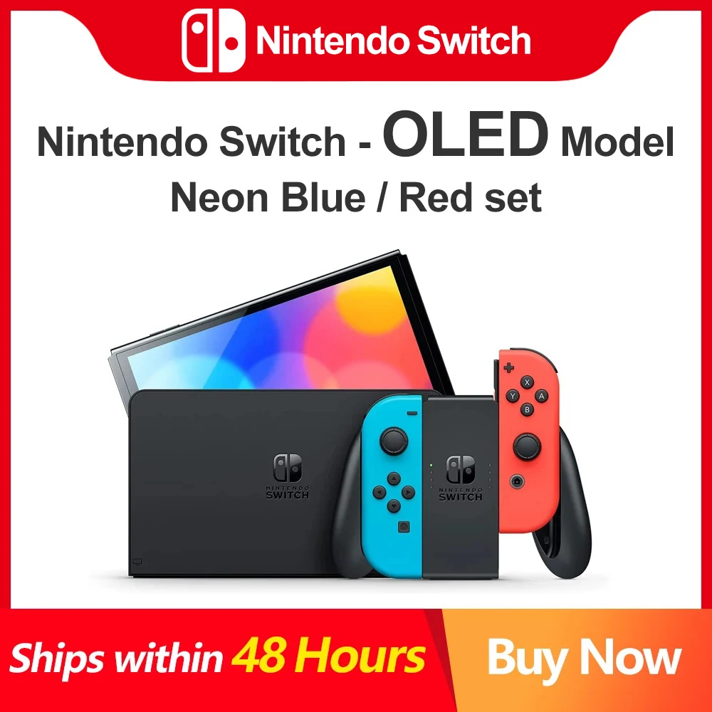 игровая консоль nintendo switch oled, 7-дюймовый сенсорный экран на органических светодиодах, белый комплект, синие и красные, Joy Con 64 ГБ, внутреннее хранилище Famicom