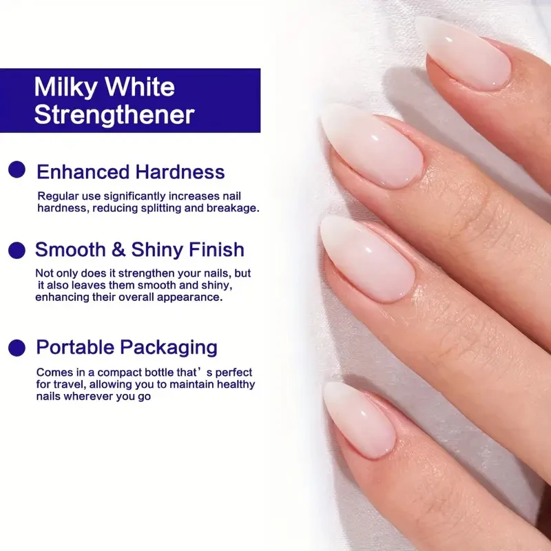 Milky White Nail Polish with Keratin Strengthener – Protects nails, provides high-gloss shine, long-lasting and quick-drying. Ai