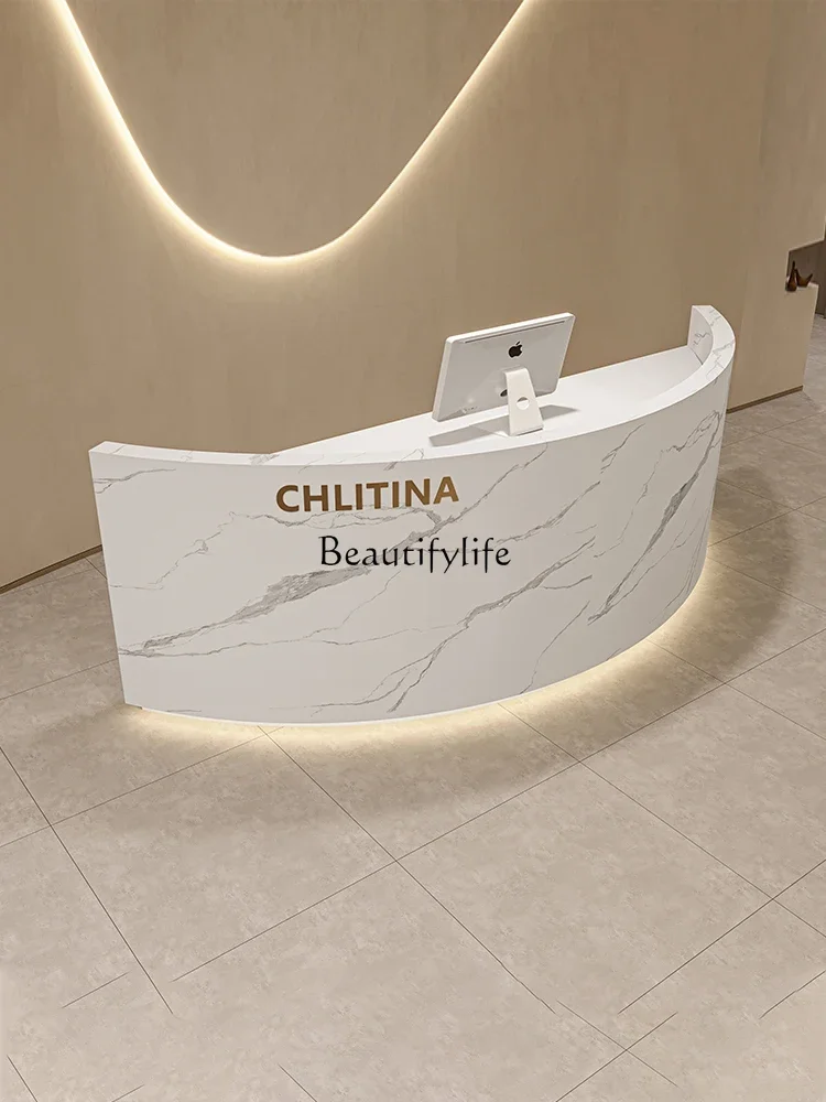 02Simple Beauty Salon Arc Semicircle Bar Clothing Store Cashier Reception Reception Table