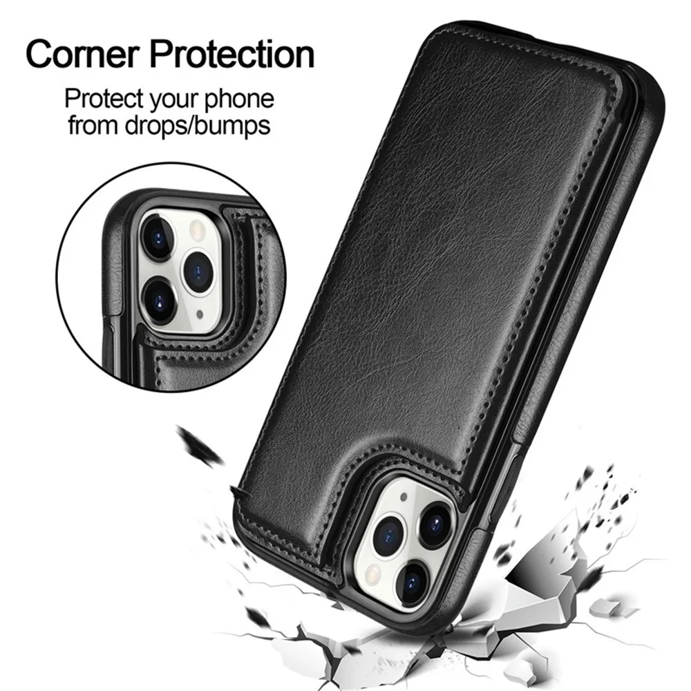 Leather Retro Card Holder Flip Cover for iPhone 15 14 13 12 11 Pro Max Mini Wallet Case XR X XS Max 8 7 6S 6 Plus SE3 2022 2020