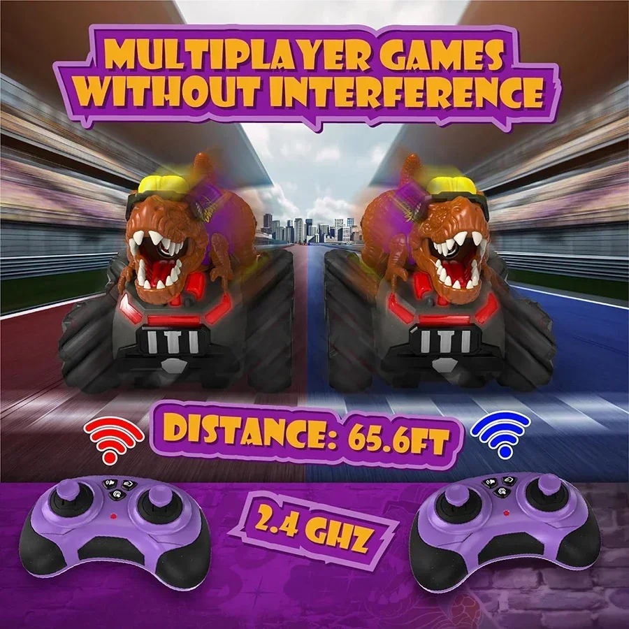 

Remote Control Dinosaur Car, Electric Hobby RC Toy for Toddlers, with Lights and Sound Spray, Birthday Gift for Boys and Girls