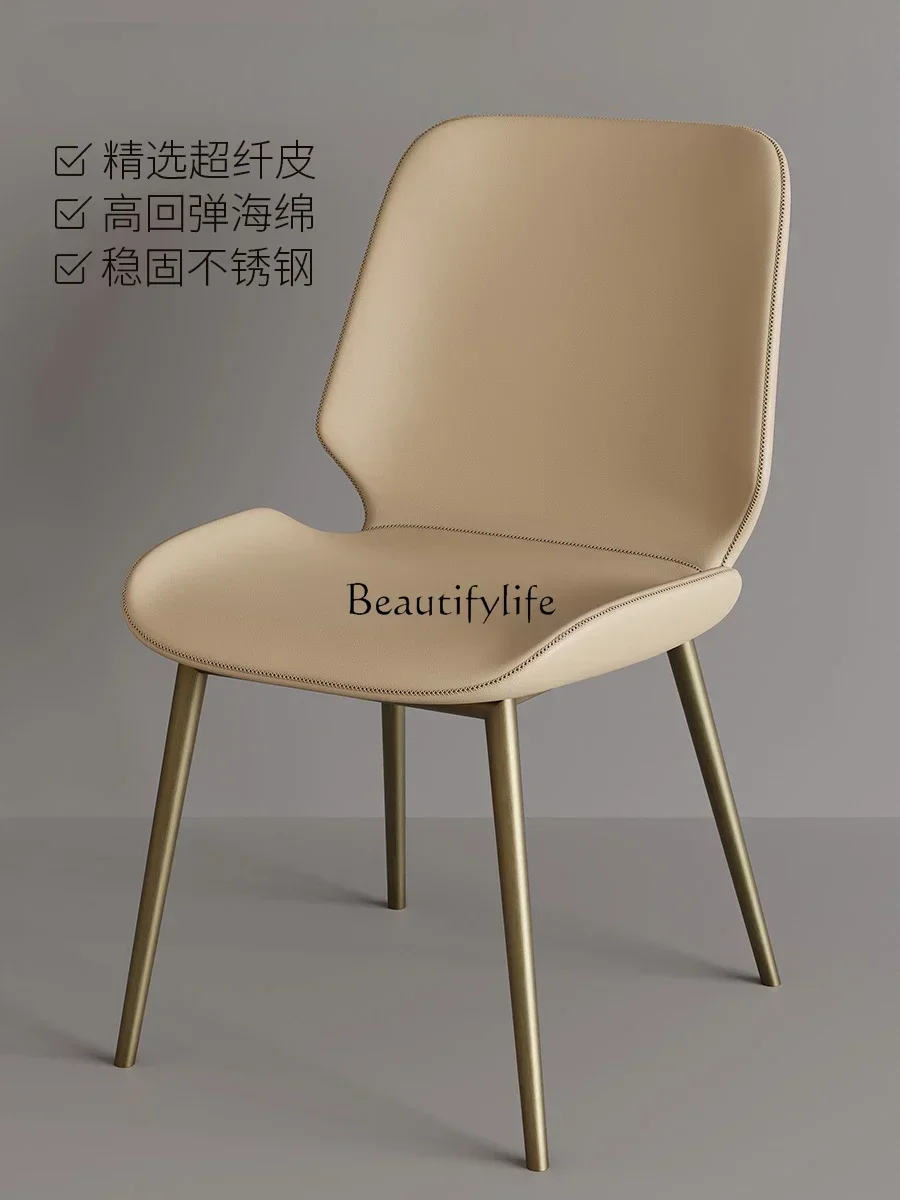 كرسي طعام منزلي حديث وبسيط وخفيف وفاخر ومسند ظهر للفنادق كريمي وكرسي من الجلد الناعم