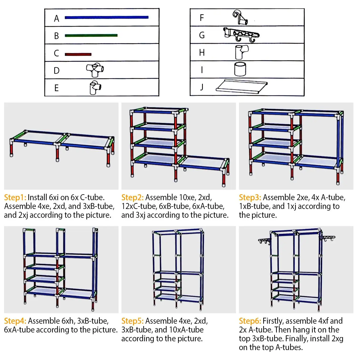 66.1x42.1x14.2in 4-Layer Closet Organizer Rack, 33lbs Hanging Rod & 11lbs Fabric Shelf Capacity - No Weekend Shipping