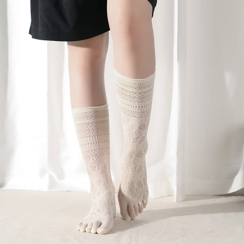 Woman Girl Five Finger Mesh Silk Socks Summer Solid Black White Loose Sock Thin Breathable Sexy Transparent Stockings Fashions