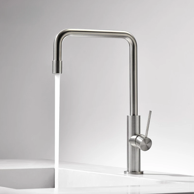Minimalist Rotating Kitchen Faucet 304 Stainless Steel Cold Hot Water Sink Tap