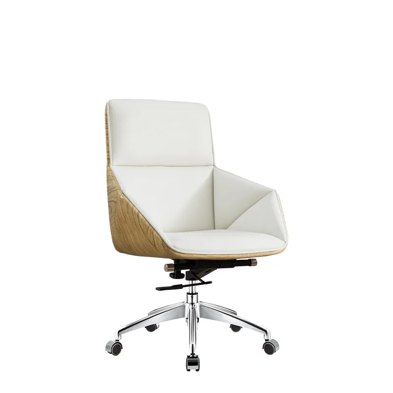 Modern high-end luxury executive office chair, adjustable height, steel base, PU foam material, rotating fixed armrest