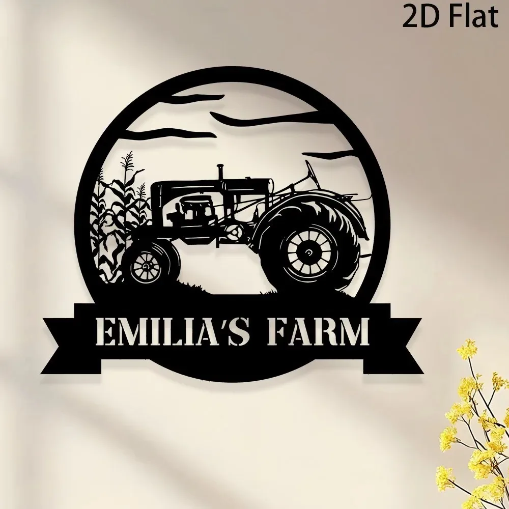 1pc 2D Flat Custom Tractor Metal Sign Personalized Farmhouse Rustic Wall Art Unique Gift For Farmer Home Decor Only For Decorati