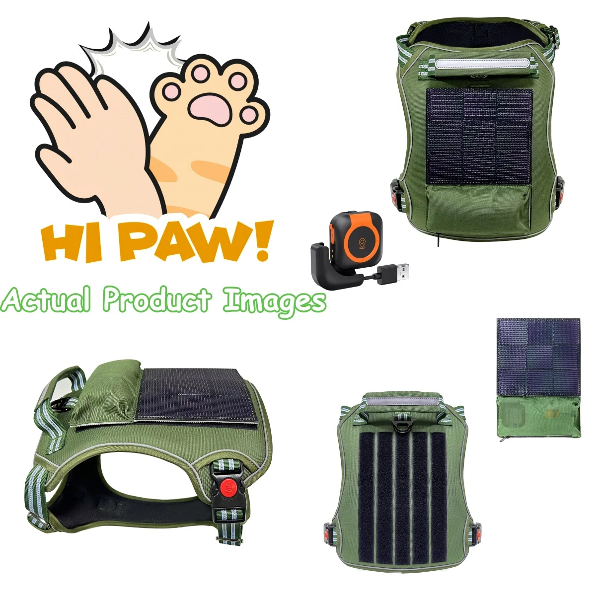 4G GPS Tracker with Solar Power IP67 Waterproof for Dog Locator Anti-lost Back Clip GPS Tracking Activity Step Calories Sleep