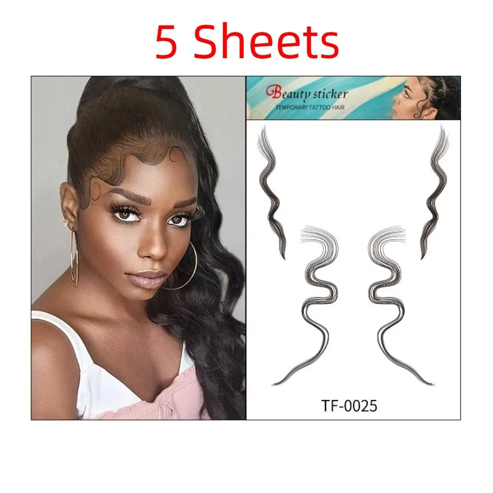 

Black Hair Waterproof Hair Edges Temporary Tattoos Disposable DIY Hairline Stickers Long Lasting Bangs Stickers Makeup