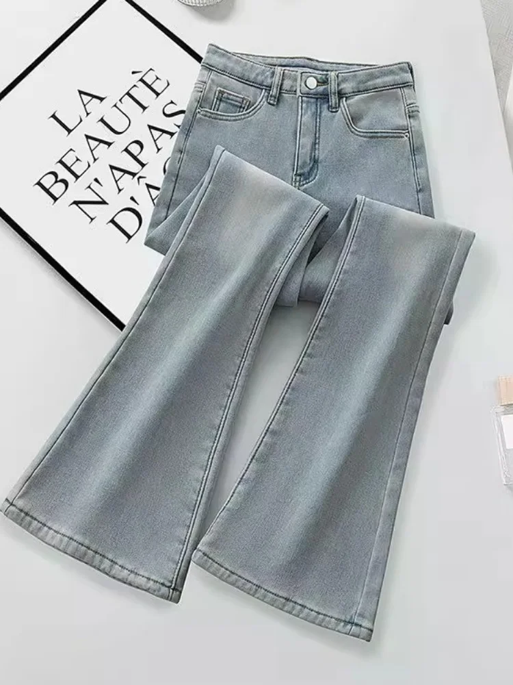 جينز نسائي شتوي مبطن من Thiened Fce مقاس كبير غطاء خصر عالي الورك مقاس صغير سروال مرن متوهج #2