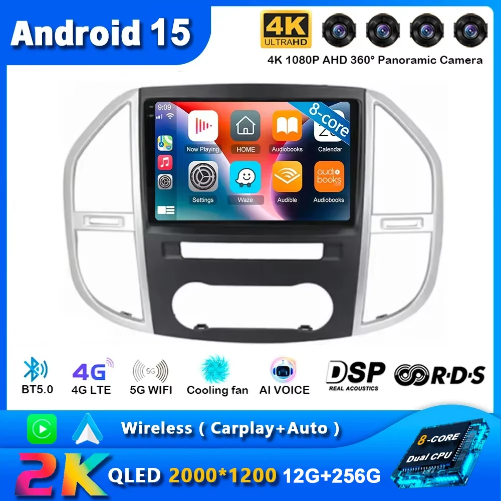 

Автомобильное радио Android 15 Auto Carplay для Mercedes Benz Vito 3 W447 2014 2015-2020 навигация GPS мультимедийный плеер WiFi + 4G стерео