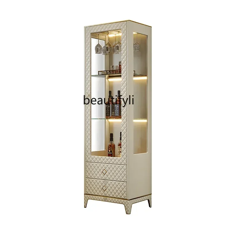 

cc182R0R Light luxury glass wine cabinet against the wall Customized locker Living room Post-modern high-end Italian bookshelf