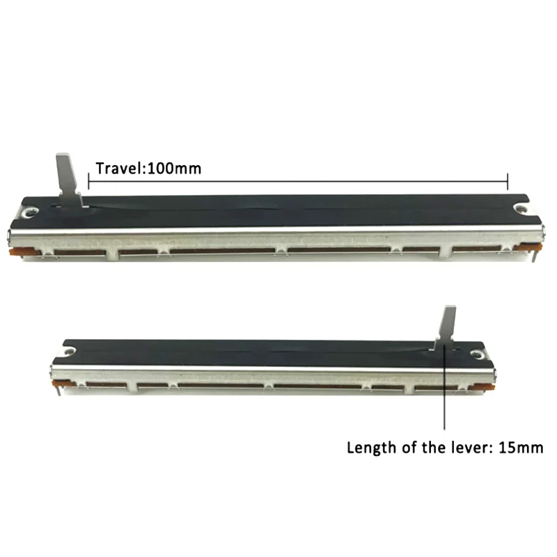 

1pcs ALPS RAS0N Series Slide Potentiometer With Dust-cover Travel 100mm Total Length 128mm 3pin B10K Single-unit Metal