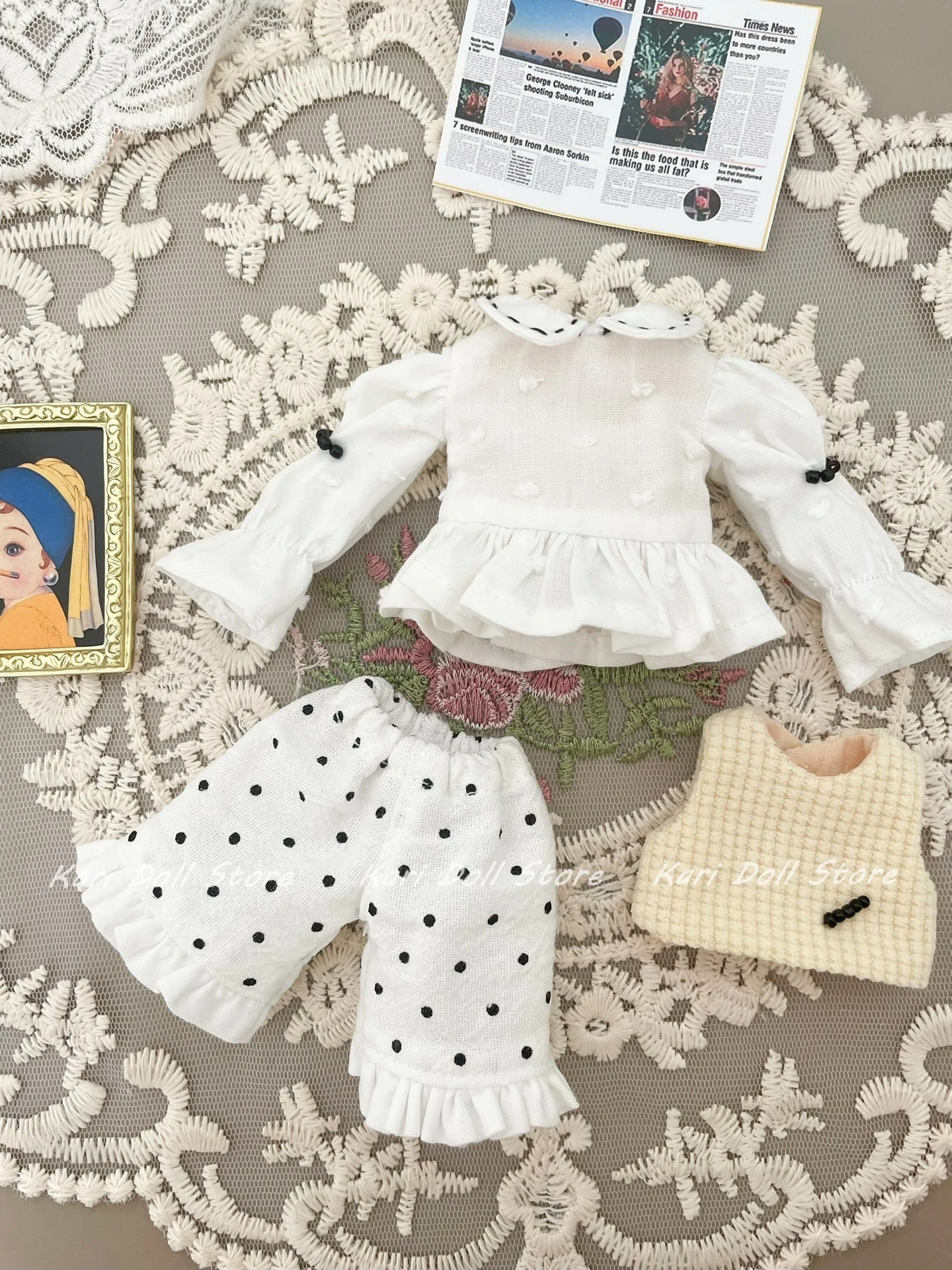 

Одежда и юбки для кукол Kari 2026: Вафельный бежевый жилет, белая рубашка, шорты, детский костюм для кукол Landazz Landoudou