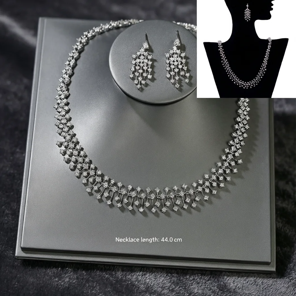 ASNORA Fashion CZ Bride Indian Jewelry Set for Women Water Drop Wedding Design Choker Necklace Girlfriend birthday Gifts
