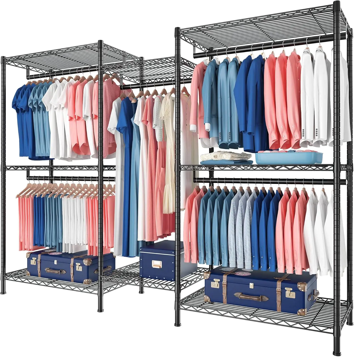 

Heavy Duty Portable Closet with 5 Hanging Rods & 8 Shelves, 900LBS Capacity for Walk-in Closet and Apartment