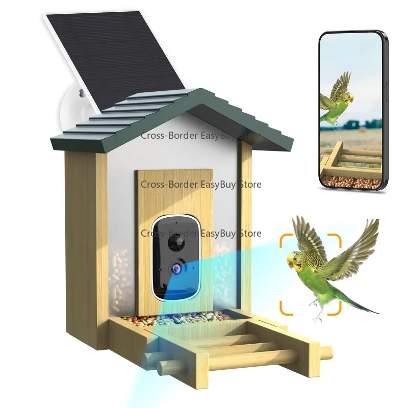 5MP WIFI Battery Camea With Solar Panel 10000+Species Bird AI Identification S-mart Bird Feeder Camera bluetooth Fast Connection