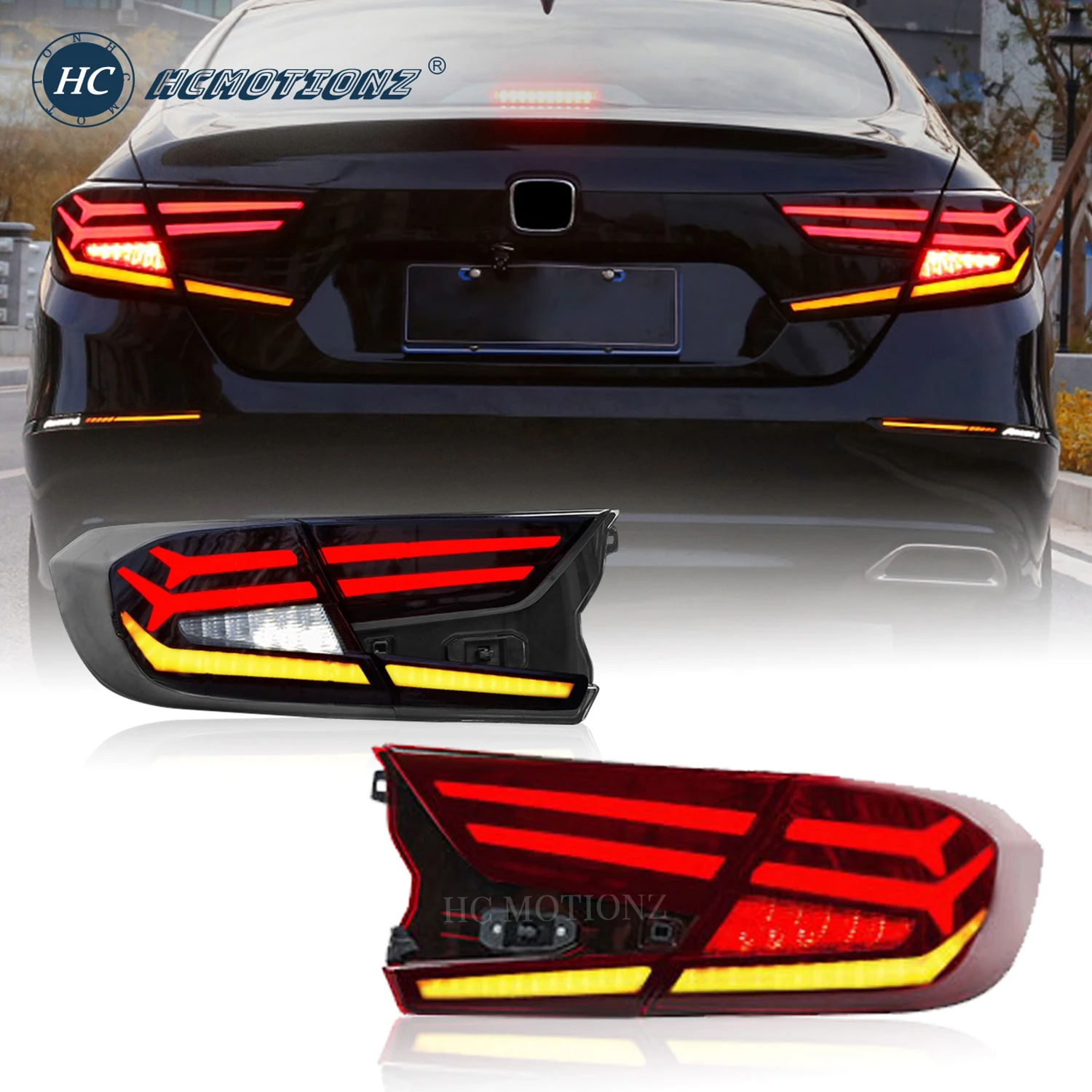 

HCMOTIONZ LED Tail Lights Assembly For Honda Accord 2018 2019 2020 2021 2022 DRL Car Styling Back Lamps Rear Light Accessories