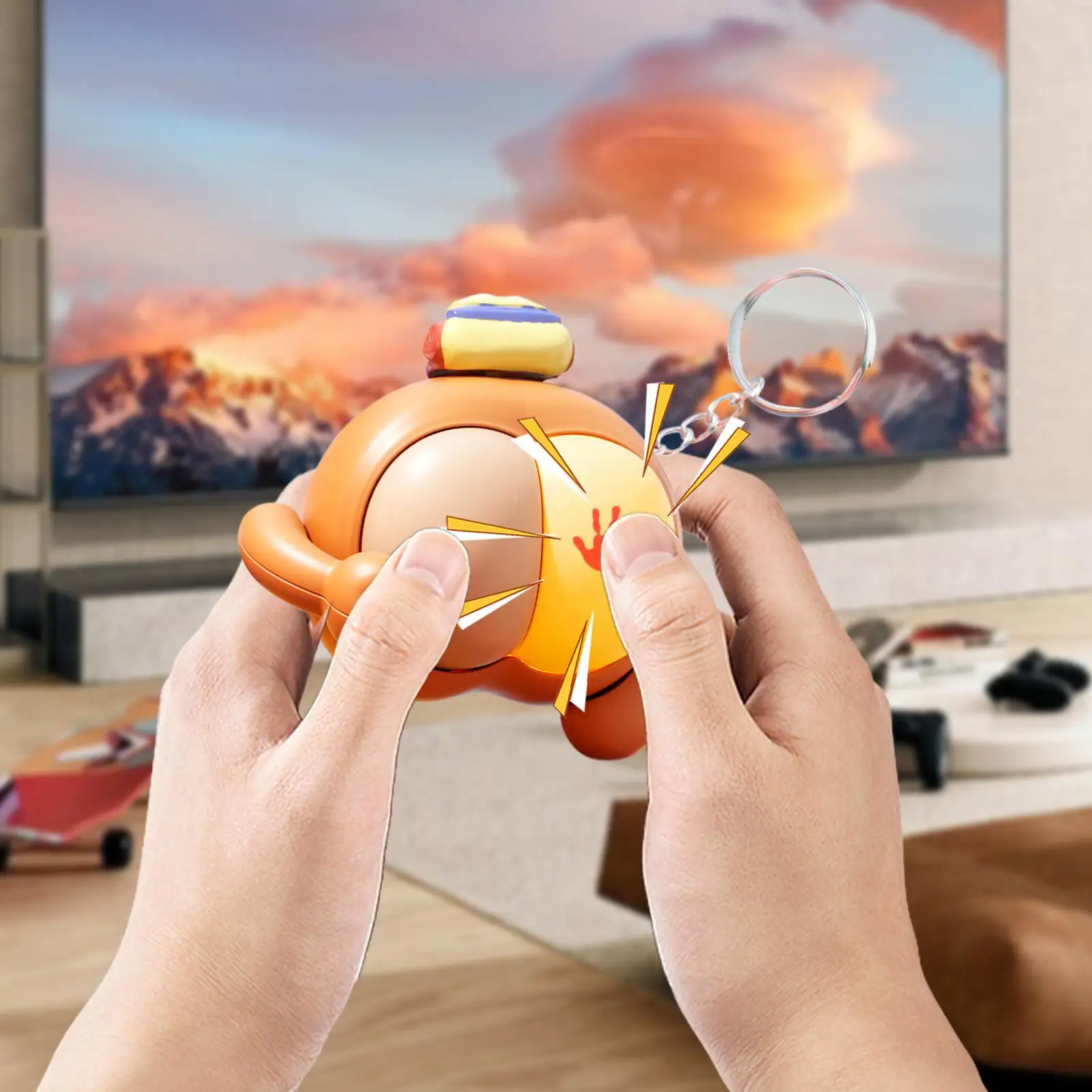 

Cartoon Keychain Adorable Cat Butt Handbags Keyring Pranks Keyrings Pendant with Hilarious Sound Effect for Youth Girls Boys