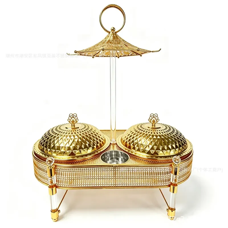 12L Stainless Steel Double Pan Chafing Dish Hanging Buffet Warmer Commercial Food Heater for Catering Events Restaurant Use