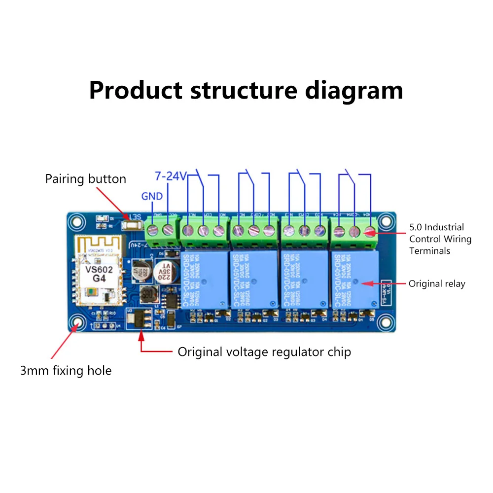 DC7-24V WIFI Relay Remote Switch Wireless RF Remote Control Switch  2 3 4 Channel Relay Module for Lights Ceiling Fan Garage