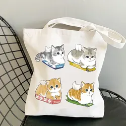 Kawaii – sacs en toile chat Animal mignon, sac de Shopping, fourre-tout, sacs à main décontractés pour filles, sacs à bandoulière, mode