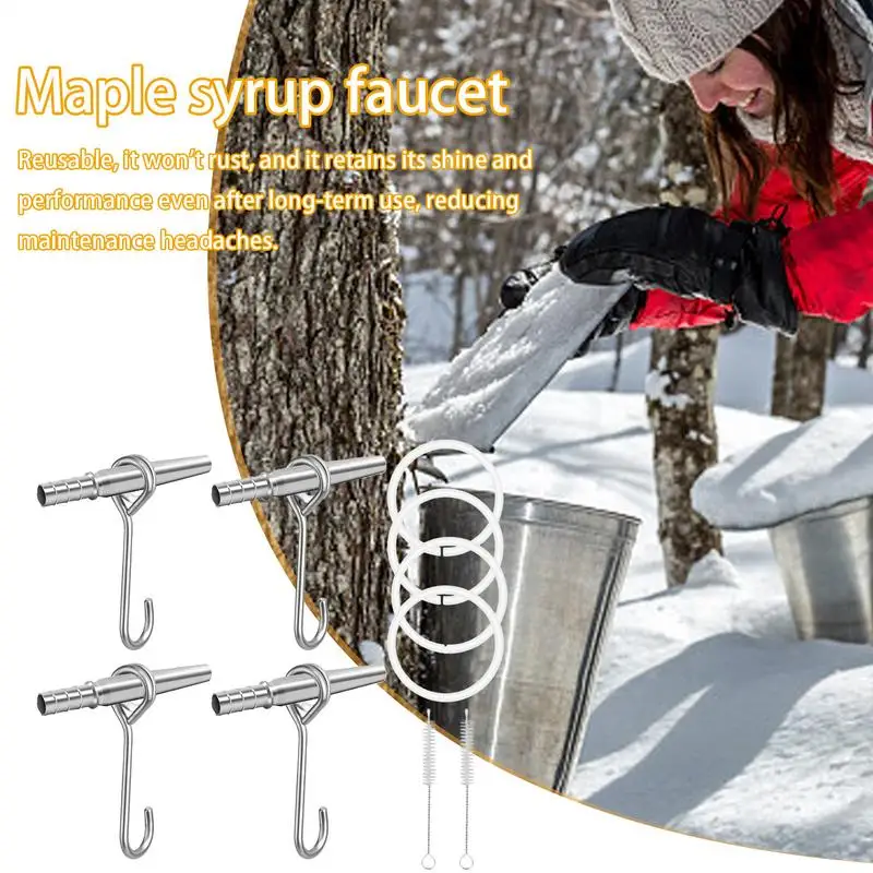 Maple Tree Tapping Set Metal Maple Spiles Tree Tap Filter Sturdy Stainless Steel Maple Tree Taps Spiles for Garden Yard