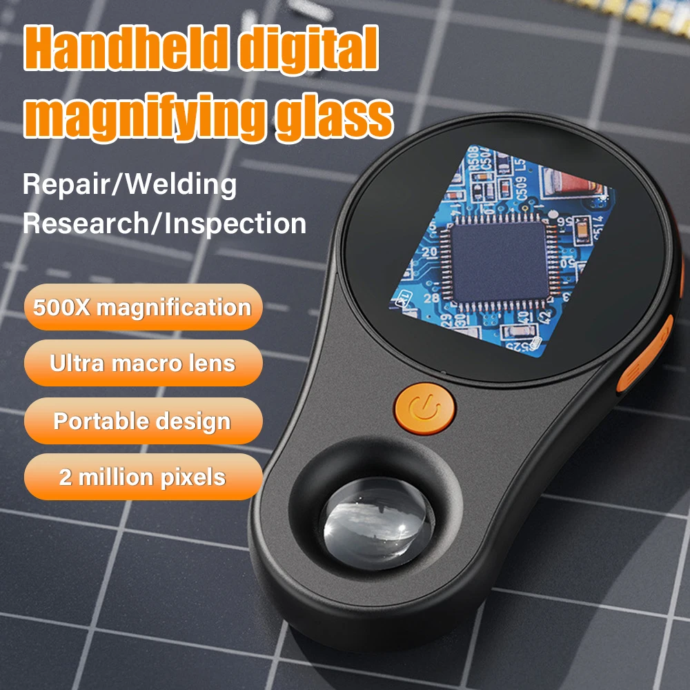 2.0inch 500X Digital Microscope 1080P Mini Microscopio with Magnifying Glass Wiht 8Leds Hd Electronic Magnifying Glass