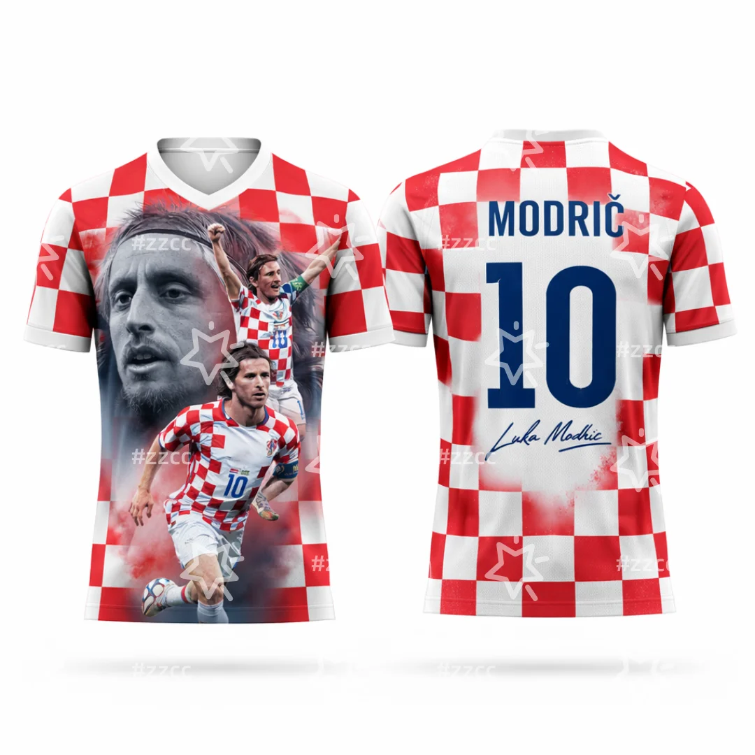 Croatia Soccer Jersey Red White Check Star Multi-Action Player Print Back No.10 Decor Script 2026 Crest Fan Football Shirt - view 3