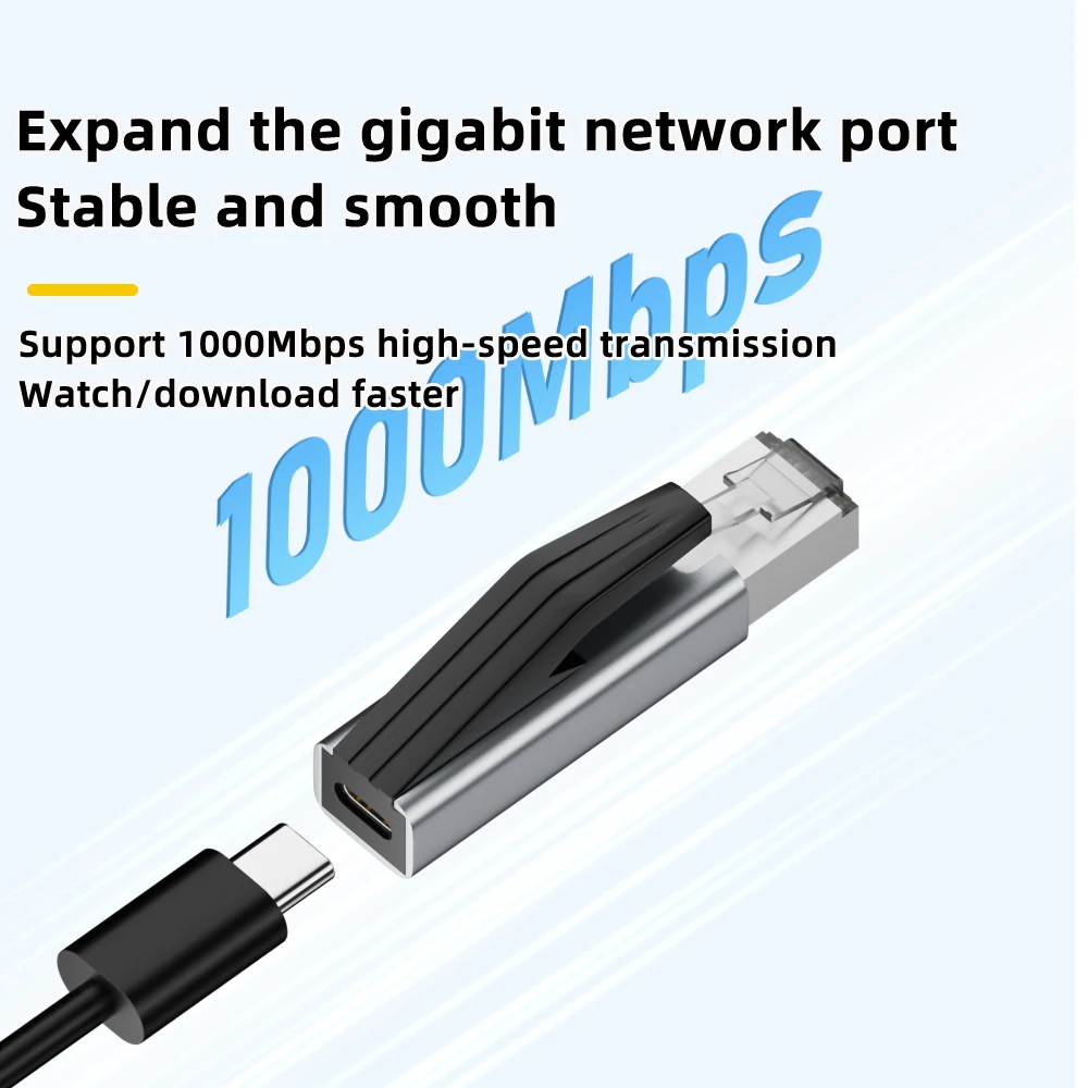 USB C to Ethernet Adapter 1Gbps Gigabit Network Converter USB-C Female to RJ45 Male LAN Adapter for MacBook Pro iPhone 16 iPad view 3