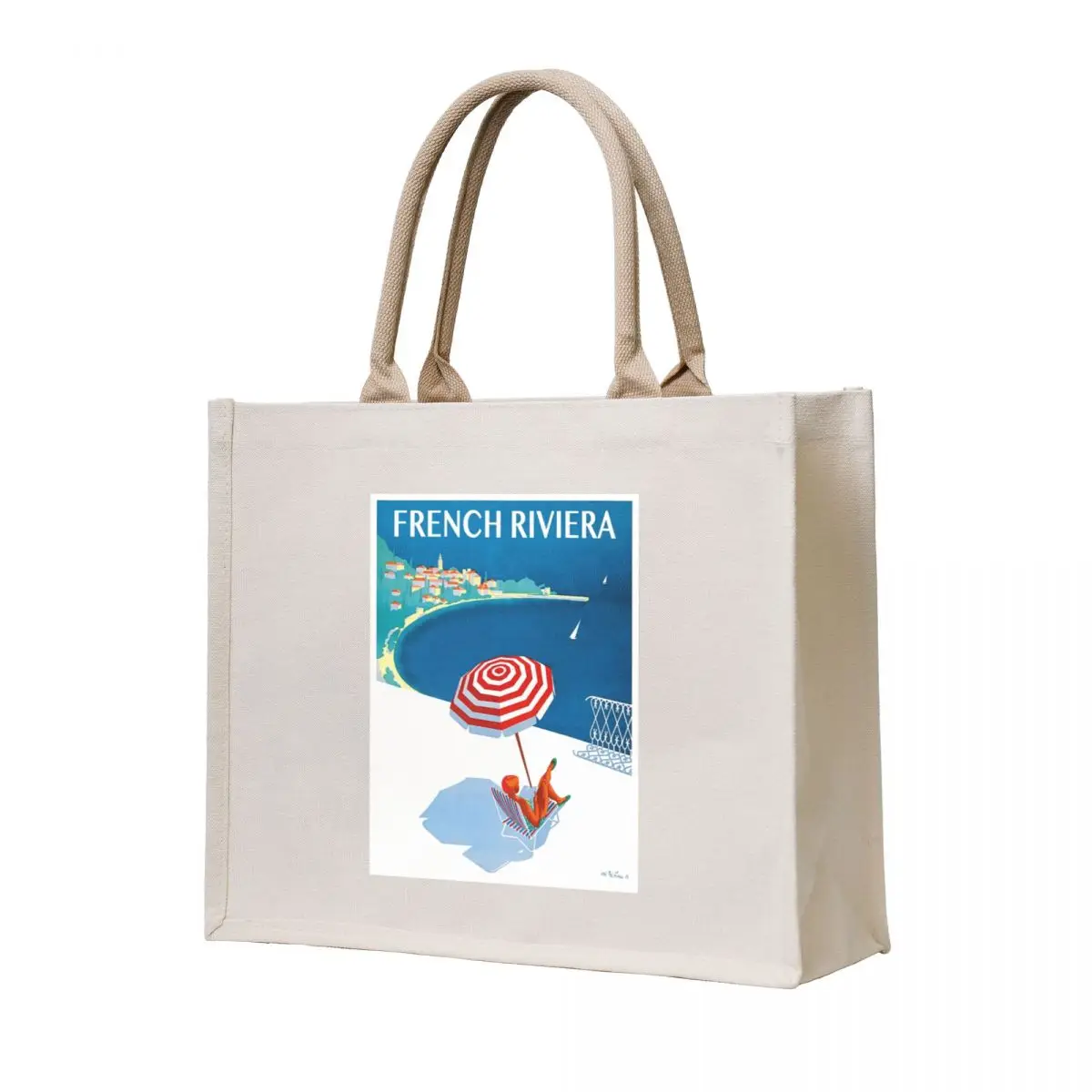 

1954 French Riviera Travel Poster Tote Bag tote bags cloth bags custom fabric bag cute pouch bag bags luxury women
