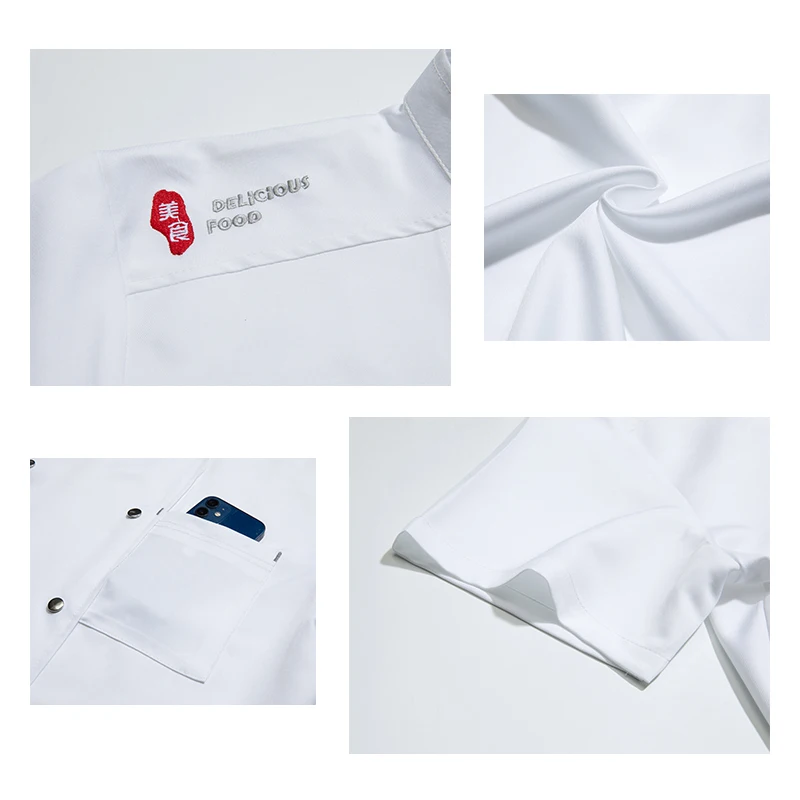 الشيف عمال المطبخ سترة قميص السوشي كوك الملابس مطعم النادل معطف فندق تقديم الطعام موحدة قصيرة الأكمام كوك زي