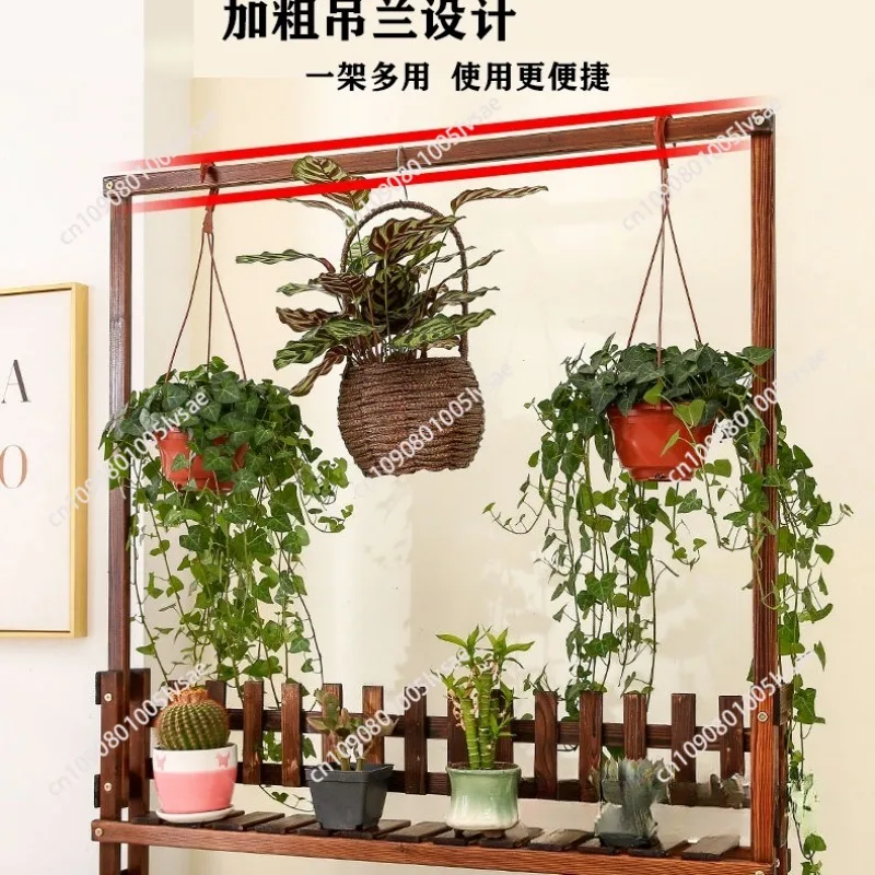 Solid wood flower rack Multi-layer balcony flower rack Indoor living room Succulent floor-to-ceiling ladder Outdoor flower pot r
