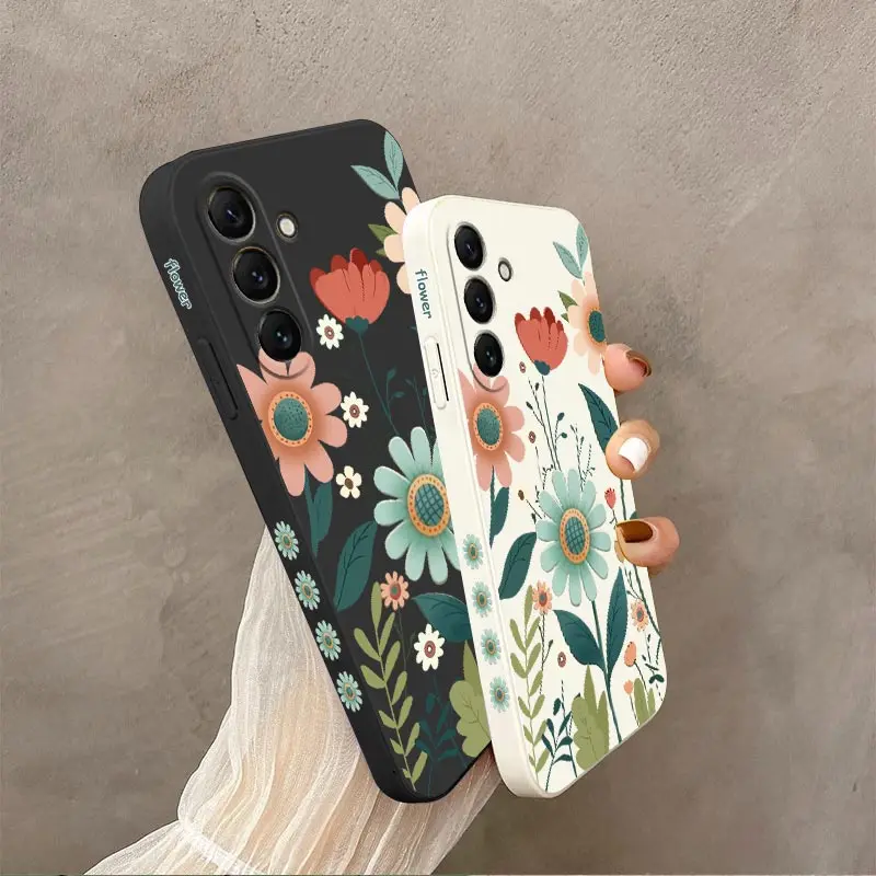 S24 Gorgeous Flower Silicone Phone Case For Samsung S24 S24Plus S23 S23FE S23Plus S24Ultra S21 S21FE S20FE S22Ultra S22 Cover