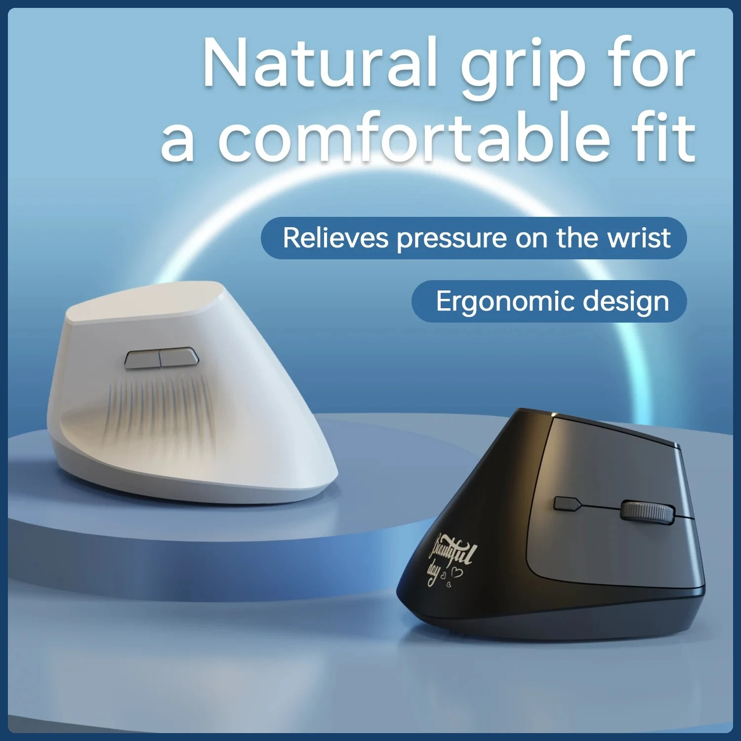 

AJAZZ I300 Dual-Mode Wireless Vertical Office Mouse 1600 DPI 57° Ergonomic Design Silent and Lightweight 400mAh Silky Touch Gift