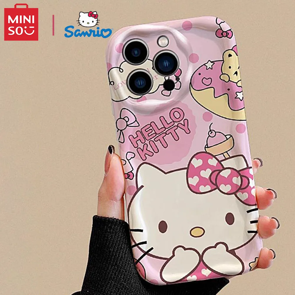 Miniso Sanrio Collaboration Hello Kitty Phone Case For iPhone 15 14 13 11 12 16 Pro Max Plus X XR XS Girl Silicone Phone Case