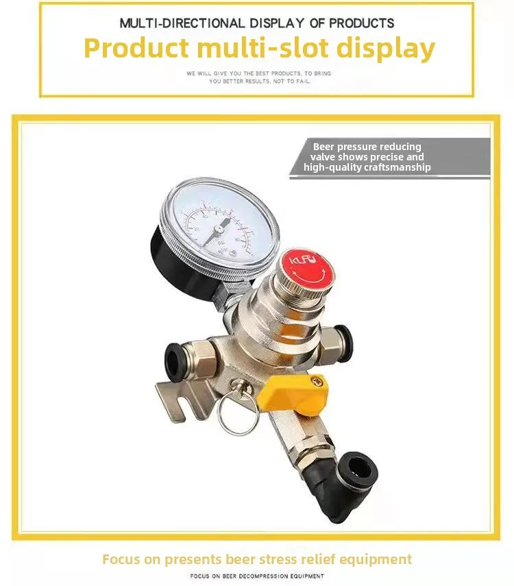 Primary and secondary carbon dioxide gas meter pressure reducing valve, craft beer