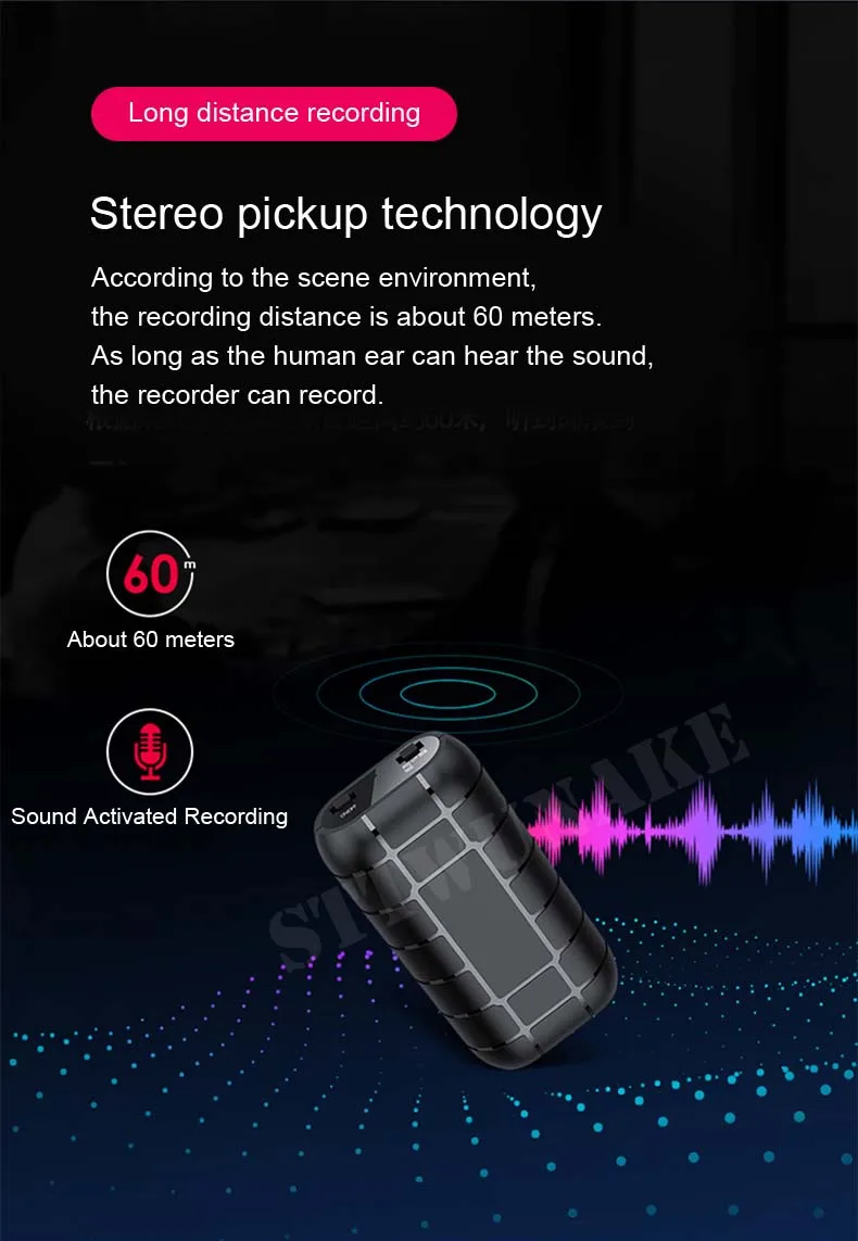 versteckt Spion Mini-Sprachaktivierter Rekorder, 500-Stunden-Digital-Aufnahmegerät, professionelles Sound-Diktiergerät, Audio, Micro-Aufnahme, tragbar, klein – Detail 5