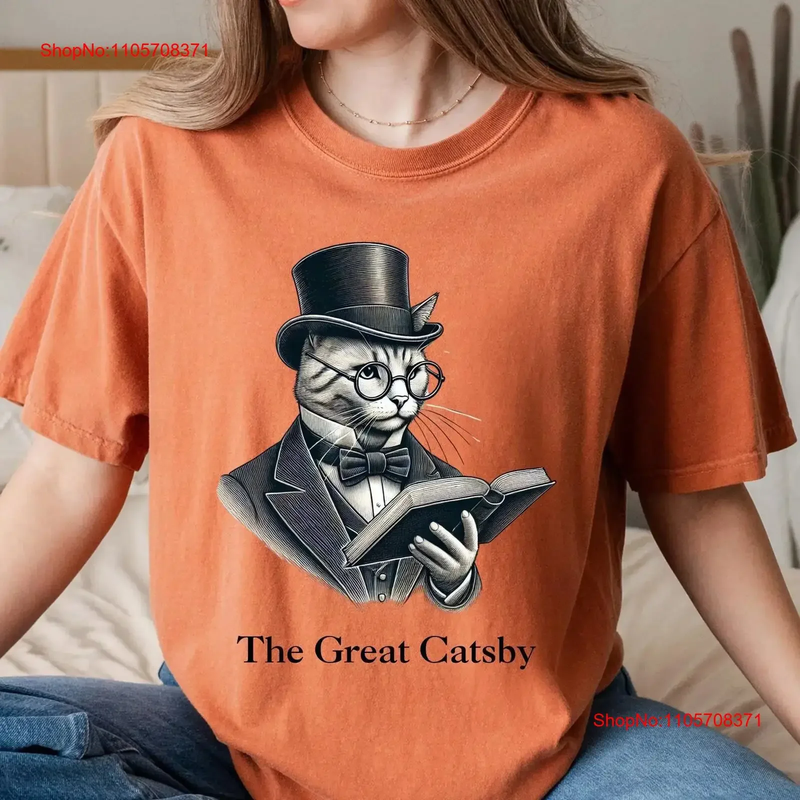 Funny The Great Gatsby T Shirt Cat Lover Book for Bookworm Lovers Reading Teacher vintage Washed homme Soft Versatile Stretched