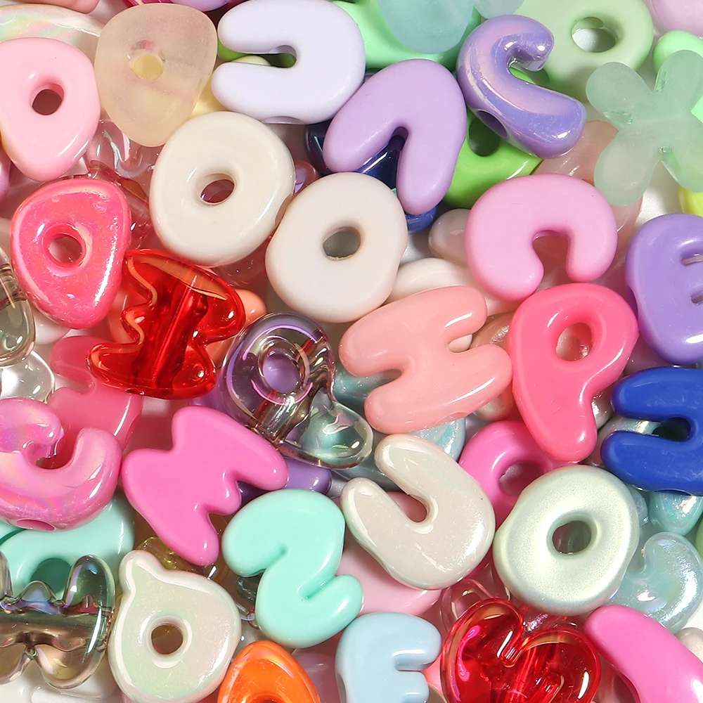 10-30 Stück Großloch-Acrylperlen mit niedlichen englischen Buchstaben A-Z Alphabet, lose Abstandsperlen für Schmuckherstellung, DIY-Schlüsselanhänger, Handykette – Detail 5