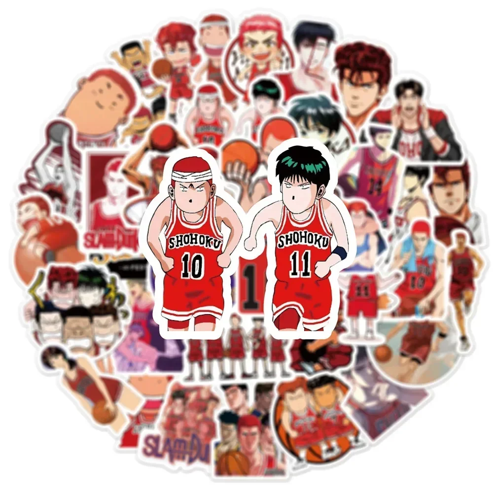 50PCS Comic Slam Dunk Anime Stickers Waterproof DIY Guitar Luggage Laptop PVC Graffiti Decal Sticker Kid Classic Toys