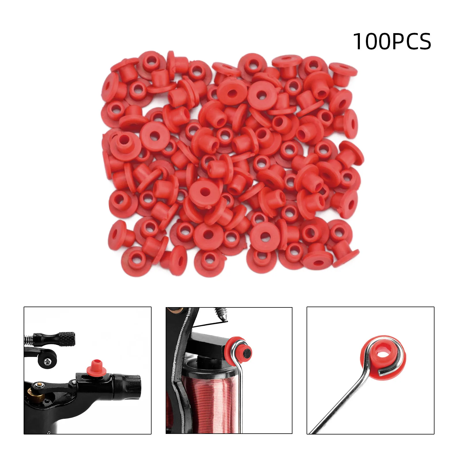 

100Pcs/Bag Silicone Grommet Rubber Tattoo Machine "T" Needle Pad Nipple Grommets Hat Body Art Accessory Tattoo Airbrush Needle